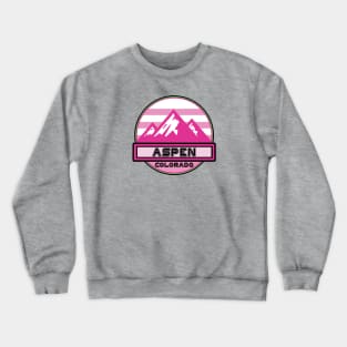 Aspen Colorado Skiing Mountains Ski Snowboarding Pink Green Crewneck Sweatshirt